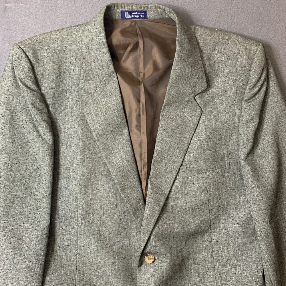 HARA Image Plus Mens Size 40 Blazer Beige Brown Long Sleeve Pockets 70s
